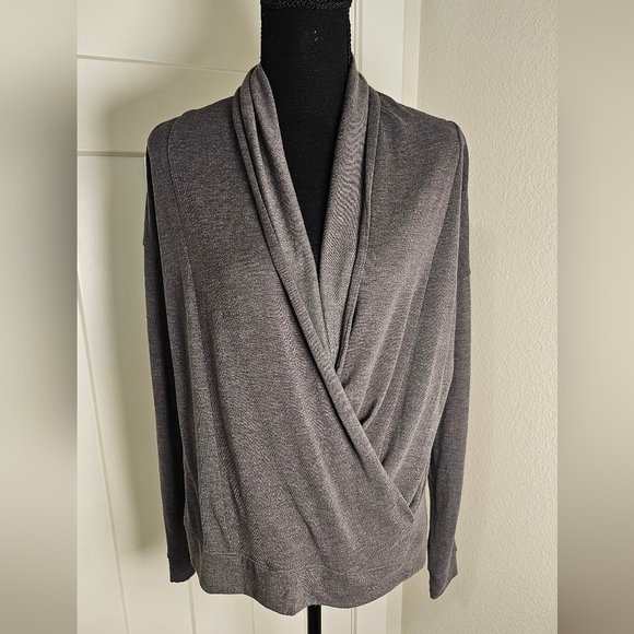 Super Soft and Lightweight M&S Collection Faux Wrap Style Top in Grey - Picture 8 of 9